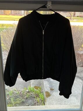 New Look Black Bomber Jacket with Silver Zip Detail